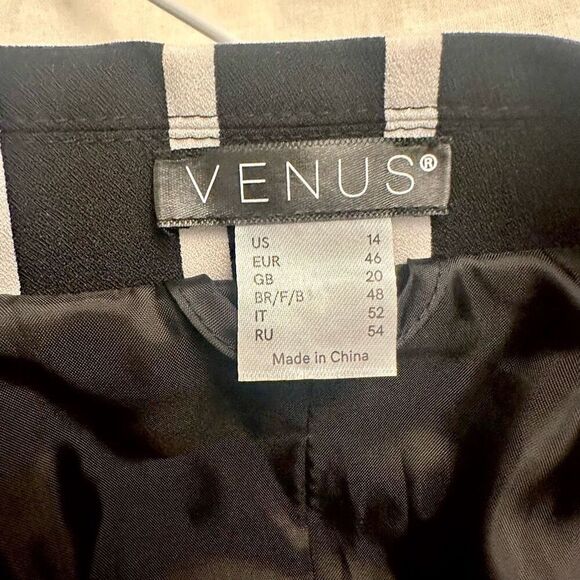 Venus Striped Notched Collar Long Sleeve Blazer Jacket Black & White Size 14 - Picture 4 of 5